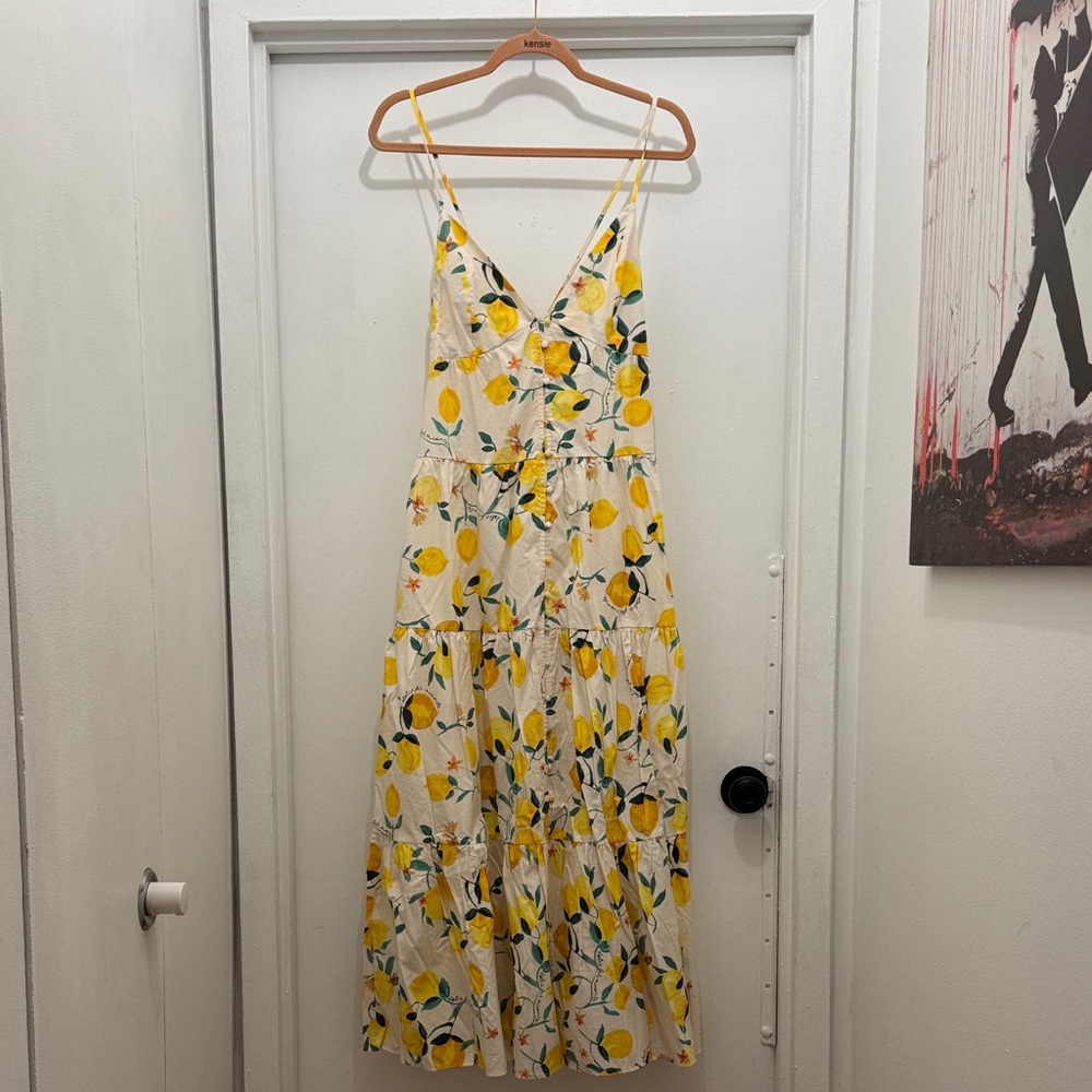 H&M Lemon Print Maxi Dress - Yellow and Green on White